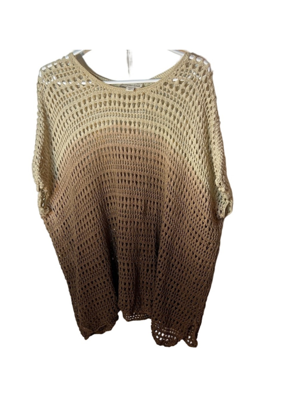 Coldwater Creek cottage core ombre knit crocheted short sleeve top size M / L